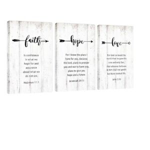 Inspirational Wall Art Set - Hope, Faith, Love